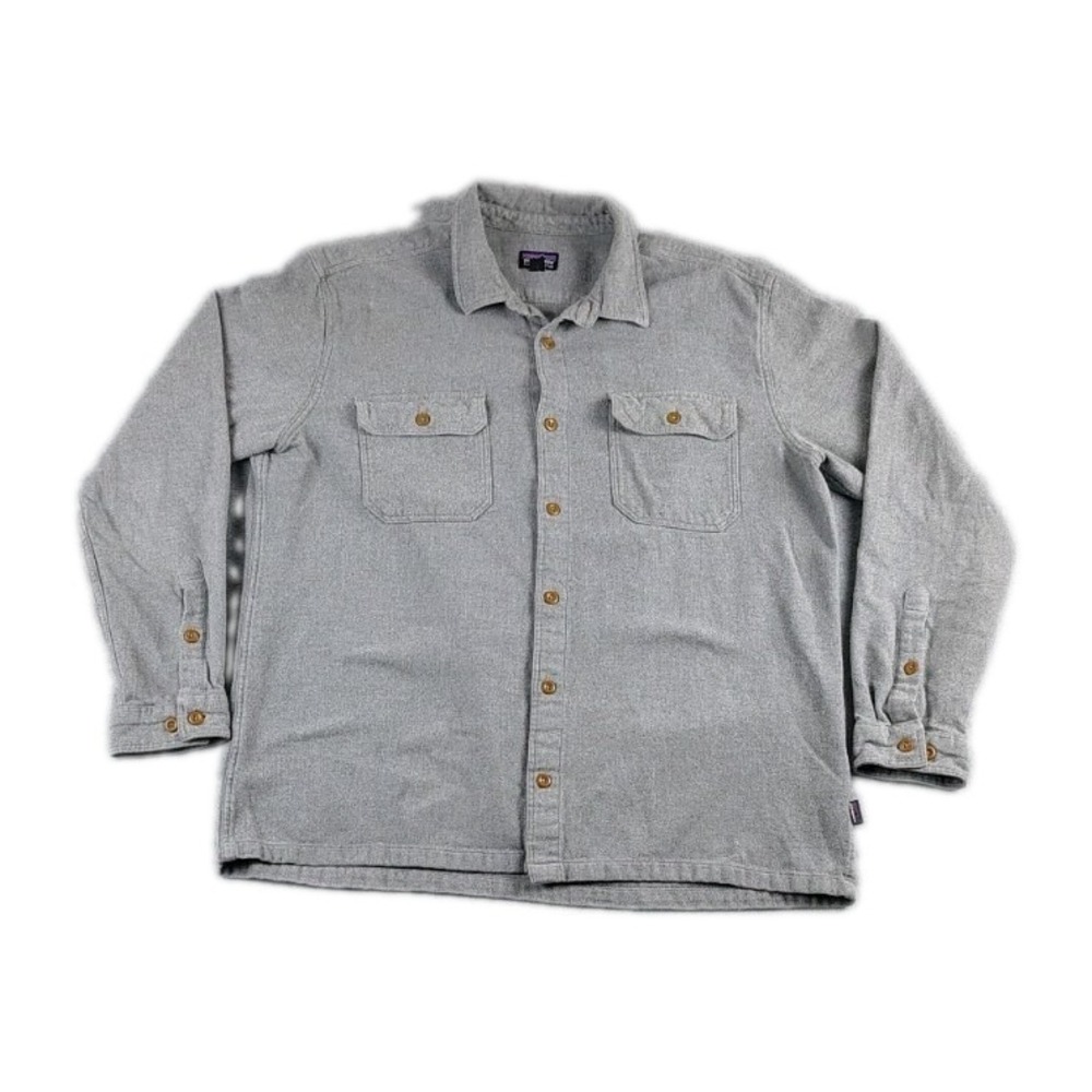 Patagonia Fjord Flannel Shirt Mens XL Gray Organic Cotton Button Up 53947FA19